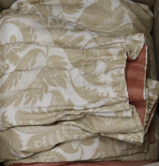 A pair of linen pattern curtains Drop 255cm W.150cm